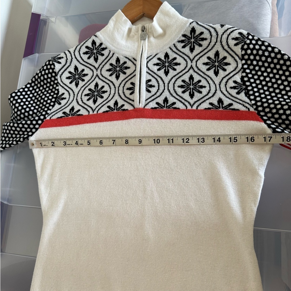 Never Fair Isle Snowflake Quarter Zip Knit Pullover Sweater Size XS - Picture 9 of 13